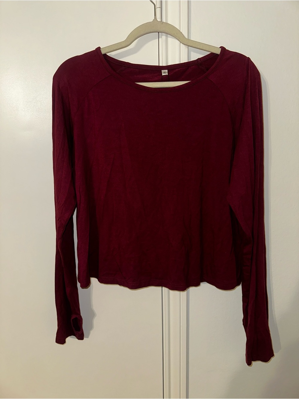Amazon Women's Long-Sleeve Crewneck Top in Burgundy Red